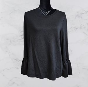 Beachlunchlounge women's large black long bell sleeve top